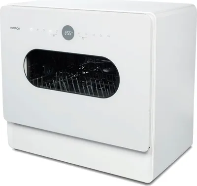 Produktbild von MEDION Mini Geschirrspüler DWT51 (Tischgeschirrspüler mit Touch-Bedienfeld, Eimer-Funktion, 5 Maßgedecke, funktioniert mit/ohne Wasseranschluss, 7 Reinigungsprogramme, Startzeitvorwahl, MD 37766) weiß