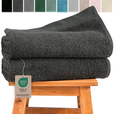 Produktbild von Hausfelder Handtücher Premium Duschtuch 2er Set (Anthrazit, 2 Duschtücher 70x140 cm), KI-generiertes Bild