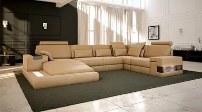 Produktbild von Design Polster Modern Leder Bettfunktion neu Stoff Ecksofa U-Form Sofa Couch