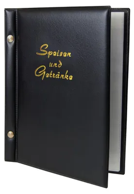Produktbild von 10x Speisekarte (PVC) "Speisen und Getränke" schwarz 8 Seiten A5