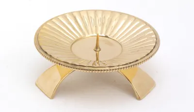 Produktbild von Kerzenleuchter Dreifuß Messing Gold Ø 9 cm ideal für Kerzen, Kirchenkerzen, Anlasskerzen