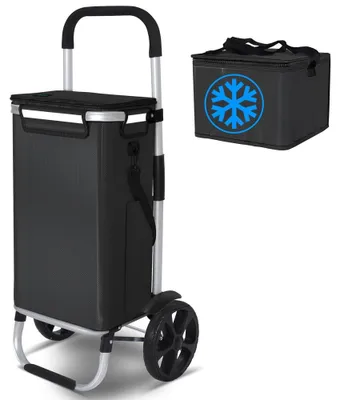Produktbild von VOUNOT® 2 Räder Einkaufstrolley Klappbar mit 50L Wasserdichter & Kühlfach, Schwarz