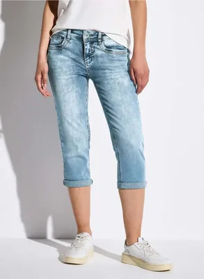 Produktbild von Street One 3/4 Jeans '3/4 Jeans Crissi mit Glitzer-Detail', A378561, Medium Blue Random Acid, Gr. 31 x 22