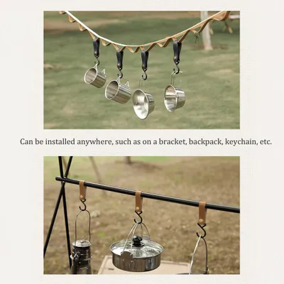Produktbild von Tragbare Outdoor Haken Camping Picknick S-Haken Kunstleder Hing KeyChain Lagerung Rack Regal Haken Set Kleiderbügel