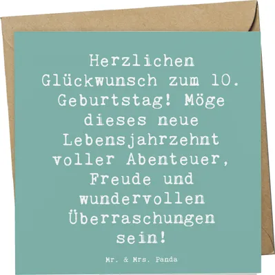 Produktbild von Mr. & Mrs. Panda Glückwunschkarte Spruch 10. Geburtstag - Meeresbrise - Geschenk, faltkarte, Geschenke für Kinder, Herzlichen Glückwunsch, feiern, Grußkarte, anlasskarte