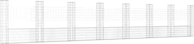 Zdjęcie produktu dla vidaXL Kosz gabionowy w kształcie litery U z 8 żelaznymi kolumnami 860x20x150 cm