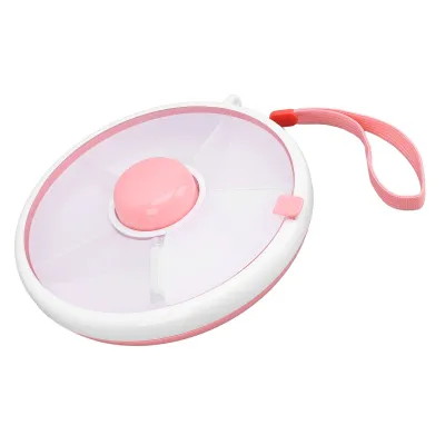Produktbild von 360° drehbare Snack Container große Kapazität Abdichtung Kinder Obst Aufbewahrungsbox Bundle mit Deckel für Home (Coral Pink)