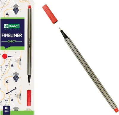 Produktbild von D.RECT D407 Fineliner | für den täglichen Gebrauch geeignet, Schreib und Schulbedarf | hohe Qualität, superfeine, Linienbreite ca. 0.4 mm, 12 Stück, rot