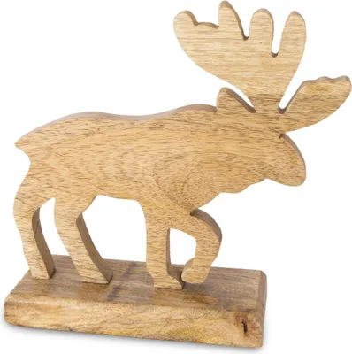 Produktbild von Deko-Elch stehend | Massivholz Braun Natur | 22×23 cm | 10558