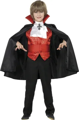 Produktbild von Dracula Vampir Halloween-Kinderkostüm schwarz-rot
