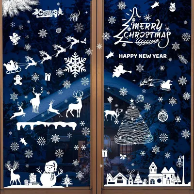 Immagine prodotto di Decorazioni natalizie per finestre, 179 pezzi, fiocchi di neve, PVC, vinile