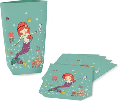 Produktbild von Oblique Unique 6 Meerjungfrau Geschenktüten Papiertüten für Mädchen Kinder Geburtstag Motto Party Feier Mitgebsel