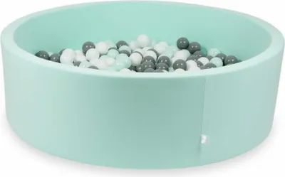 Image de Piscine à balles 130x40cm menthe - Avec 700 balles / blanc, gris, menthe clair