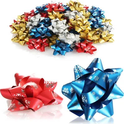 Produktbild von com-four® 60x Geschenkschleife in tollen Farben - selbstklebende Dekoschleifen