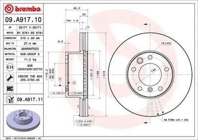 Obrázok produktu pre 2x brzdový kotúč BREMBO 09.A917.11 vhodný pre MERCEDES-BENZ Triedy G SUV (W463)