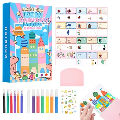 Produktbild von Kreatives Regenbogen-Rasiermuster-Set für Kinder mit 20 Karten und Stiften