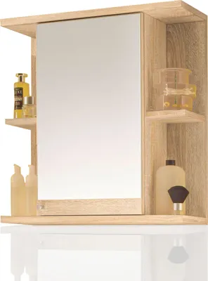 Produktbild von Spiegelschrank Mykonos Badmöbel Bad Spiegel Wandmontage Medizinschrank 66cm, Farbe wählen:Sonoma Weiß