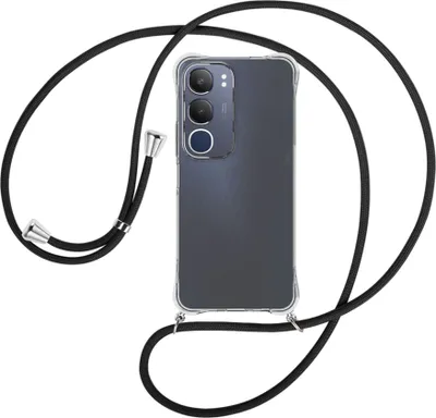 Produktbild von Handykette Backcover-Schutzhülle mit Band (Metall silberfarben) für Vivo Y19S 4G - schwarz