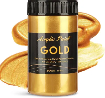 Productafbeelding van Metallic Gold 300 ml goudblad acrylverf - Waterdicht en niet-blootstelling - Ideaal voor metaal - Hout - Glas - Keramiek - Ambacht - Canvas - Stof