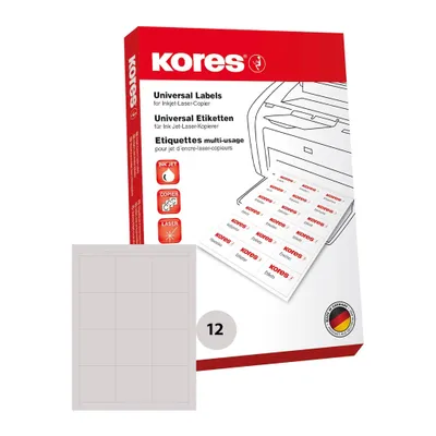 Immagine prodotto di Kores L7041 Etichette universali Kores, 70 x 41 mm, bianche, 100 fogli