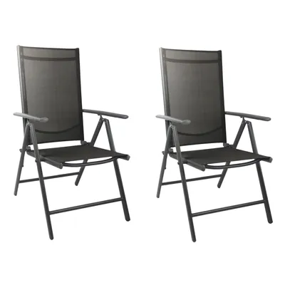 Produktbild von 2 Stück Gartenstuhl Klappstuhl Aluminium - Textilen Anthrazit / Anthrazit