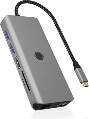 Zdjęcie produktu dla ICY BOX IB-DK4061-CPD, Przewodowa, USB 3.2 Gen 1 (3.1 Gen 1) Type-C, 100 W, 3,5 mm, 10,100,1000 Mbit/s, Szary
