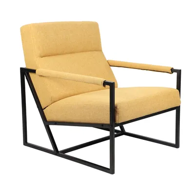 Image de SVITA CHRIS Chaise de salon Fauteuil de cocktail Chaise rembourrée avec accoudoirs Jaune moutarde