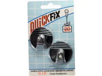 Obrázok produktu pre Strieborný plastový háčik QUICK FIX samolepiaci okrúhly (2ks) 6572
