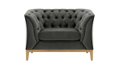 Produktbild von SLF24 - Sessel Chesterfield Modern Wood - anthrazit - Velluto 19
