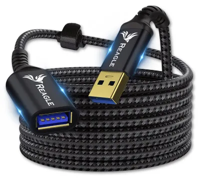Produktbild von REAGLE USB-A 3.2 Verlängerungskabel 2m SuperSpeed Verbindungskabel Stecker auf Büchse Datenkabel 5Gbps Typ A Kabel für Maus Tastatur Drucker Nylon