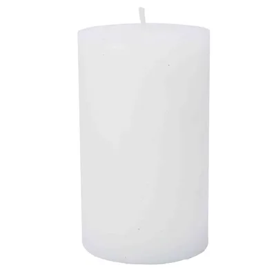 Produktbild von Stumpenkerze trendig weiß durchgefärbt aus Paraffin Höhe 11cm