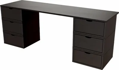 Image de Bureau en bois massif 6 tiroirs Cube - Noir