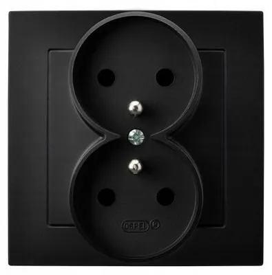 Immagine prodotto di Ospel AS, presa doppia con messa a terra, colore nero metallizzato, modello GP-2GZ/33