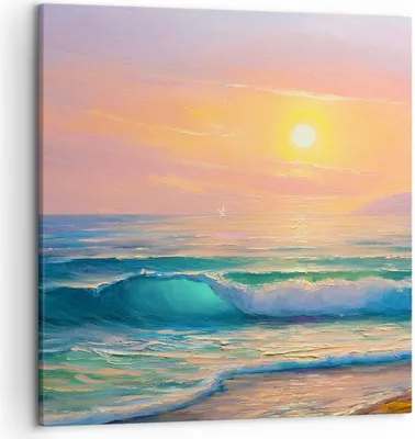 Produktbild von Bild auf Leinwand - Leinwandbild - Meer Welle Ufer - 50x50cm - Wand Bild - Wanddeko - Wandbilder - Leinwanddruck - Bilder - Kunstdruck - Wanddekoration - Leinwand bilder - Wandkunst - AC50x50-3915