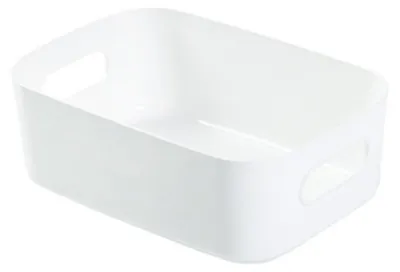 Immagine prodotto di Cestino portaoggetti da scrivania, contenitore cosmetici in PP, scrivanie, piccoli oggetti, organizer con maniglia per la casa, piccolo, bianco