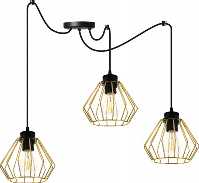 Obrázok produktu pre Light-Home Spider Santos Závesné svietidlo - Stropné svietidlo Industrial - Kovové závesné svietidlo - 3 plamene, čierna a zlatá