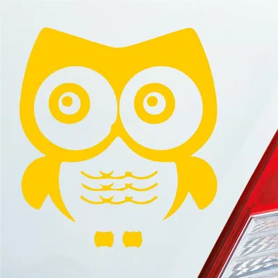 Produktbild von Auto Aufkleber Eule Owl Uhu Vogel Bird süß Tier Musik 10x11 cm Gelb Sticker Heckscheibenaufkleber