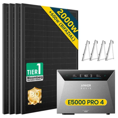Produktbild von Balkonkraftwerk 2000W mit Speicher Anker SOLIX Solarbank 4 E5000 Pro-Mit Balkon Halterung