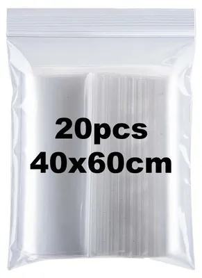 Zdjęcie produktu dla Zamykane zamek błyskawiczny, worki 40 x 60 cm - Przezroczyste worki z zamkiem błyskawicznym - Zamykane plastikowe worki - Duże worki z zamkiem - Trwałe - Odporne na rozdarcia i ścieranie