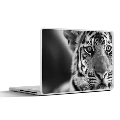 Produktbild von MuchoWow® Laptop Aufkleber Sticker Cover Tiger - Jungtier - Schwarz - Weiß 30x22 cm - Laptop-Sticker