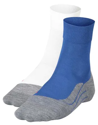 Produktbild von FALKE Herren Ergonomic Fitness Lauf Socken, Sport System 2er Pack - RU4 Sportsocken Weiß/Grau/Blau/Grau 39-41 (5.5-7.5 UK)