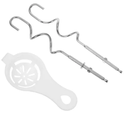 2 Knethaken + Eierscheider, Edelstahl, Handmixer-Zubehör, Silber
