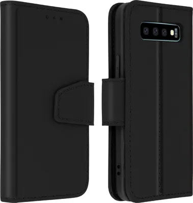 Immagine prodotto di Avizar, flip cover in pelle di vacchetta premium per Samsung Galaxy S10, nero