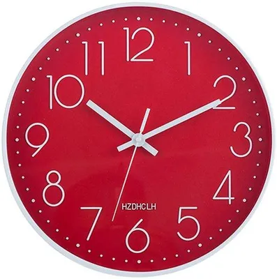 Image de Horloge murale radiocommandée 30 cm. Horloge murale silencieuse sans tic-tac. Horloge moderne à piles pour la maison, la cuisine, le salon, le bureau ou comme décoration murale (rouge)