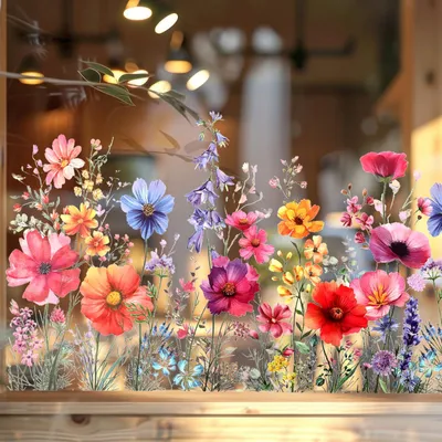 Productafbeelding van Dubbelseitige bloemenvensterdecoratie, 60 x 30 cm