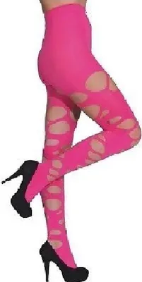Produktbild von O41051 pink Damen Lochstrumpfhose Punkerin Hippie Kostüm