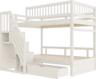Produktbild von okwish Etagenbett 90x200 mit Leiter und Hohem Sicherheitsgitte,Hochbett rmit Lattenrost und Stauraum,Jugendbett mit Stauschubladen,ohne Matratze,Grau