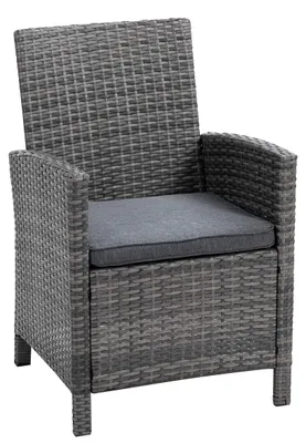 Image de Chaise de jardin en polyrotin avec coussin et accoudoirs
