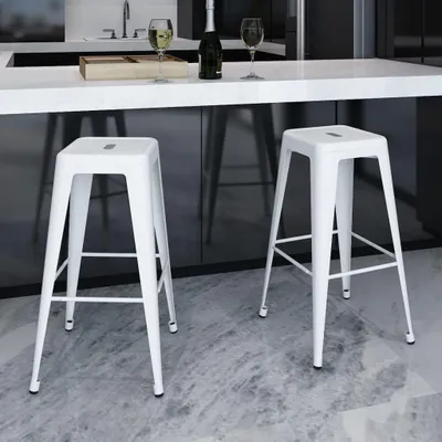 Image de Tabouret de bar 2 pcs. Blanc Acier