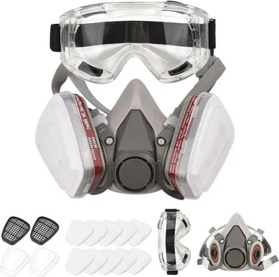 Produktbild von Wiederverwendbare Atemschutzmaske, Gasmaske, Halbmaske, Shield 6200, Gesichtsschutz mit Filtern für Staub, Dämpfe, Asbest, Chemikalien und andere luftgetragene Partikel beim Malen, Sprühen, Polieren und mehr
